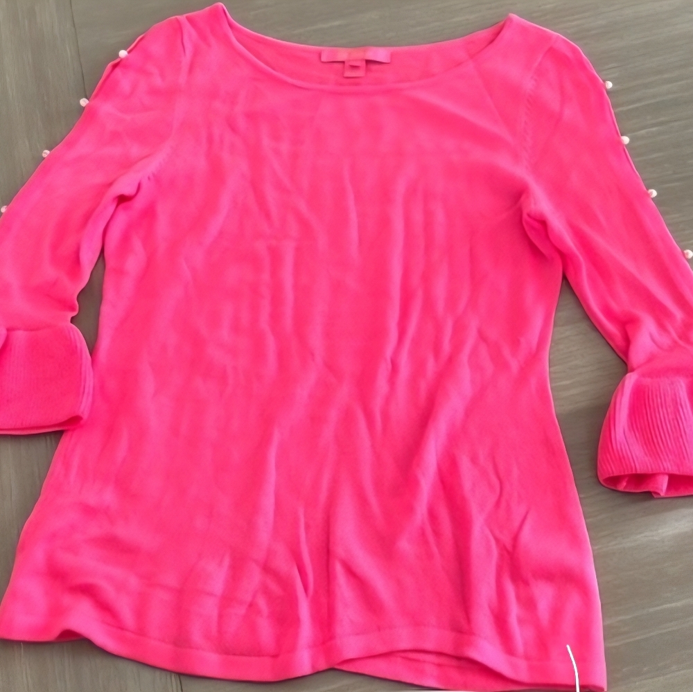 Lilly Pulitzer Pink Top with Pearl Details